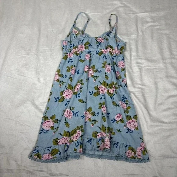 Vintage y2k Old Navy blue & pink floral babydoll mini summer dress - Picture 5 of 5